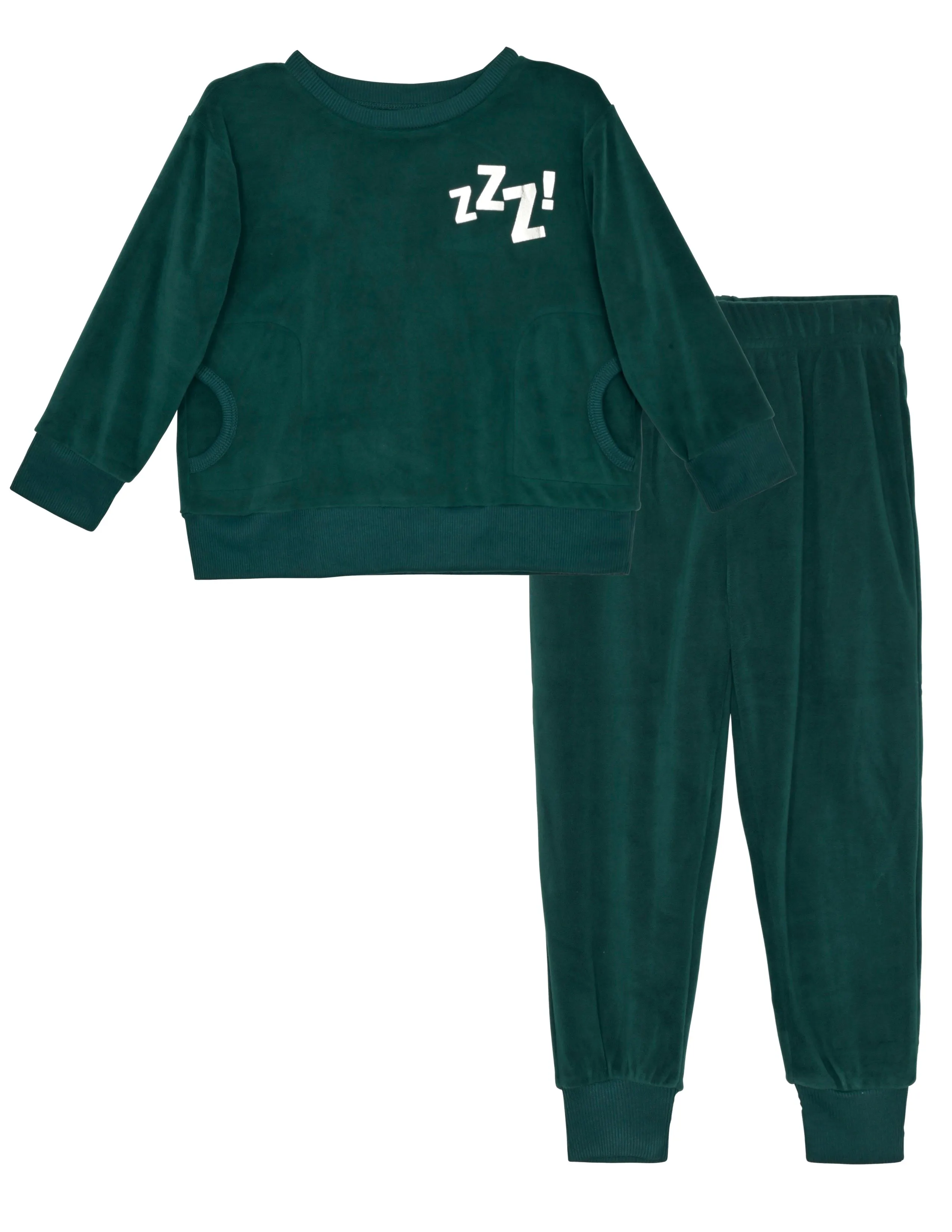 2-Piece Boys Velour Pajama Sets- Zzz, Green & Sliver Pajama Sets for Toddlers & Boys