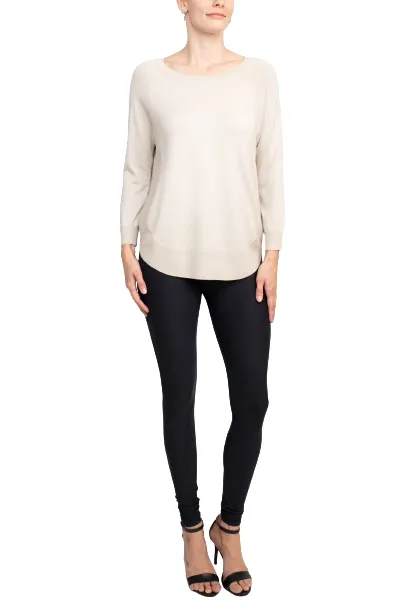 Anna Rose Scoop Neck Long Sleeve Solid Knit Top