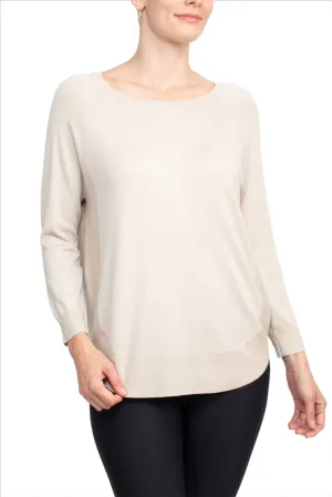 Anna Rose Scoop Neck Long Sleeve Solid Knit Top