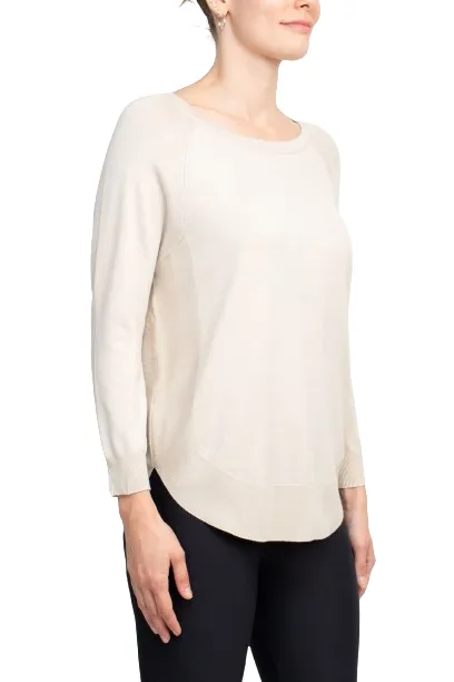 Anna Rose Scoop Neck Long Sleeve Solid Knit Top