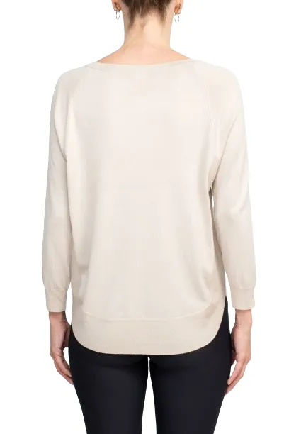 Anna Rose Scoop Neck Long Sleeve Solid Knit Top