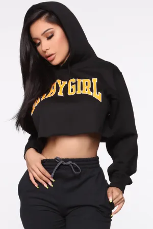 Baby Girl Cropped Hoodie - Black
