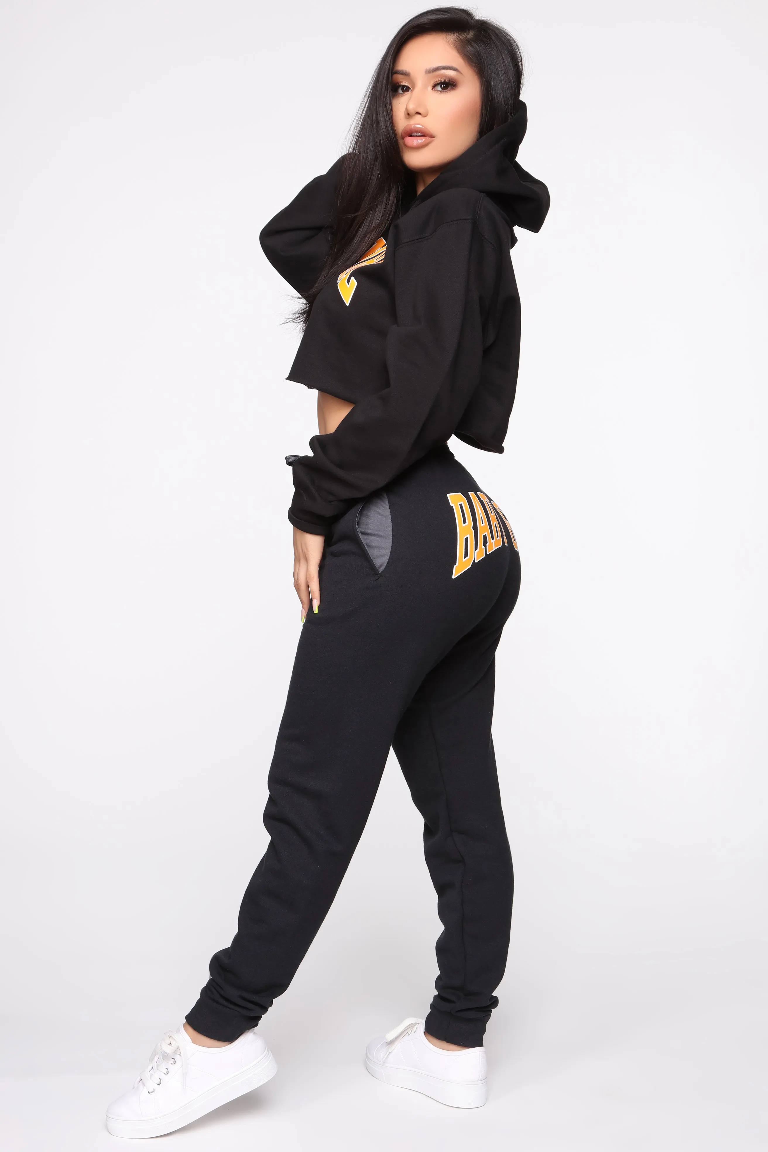 Baby Girl Cropped Hoodie - Black