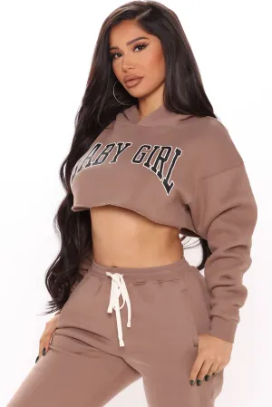 Baby Girl Cropped Hoodie - Taupe