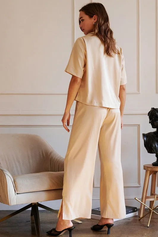 Beige Satin Lounge Set