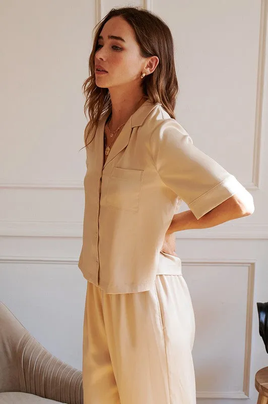 Beige Satin Lounge Set