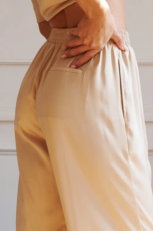 Beige Satin Lounge Set