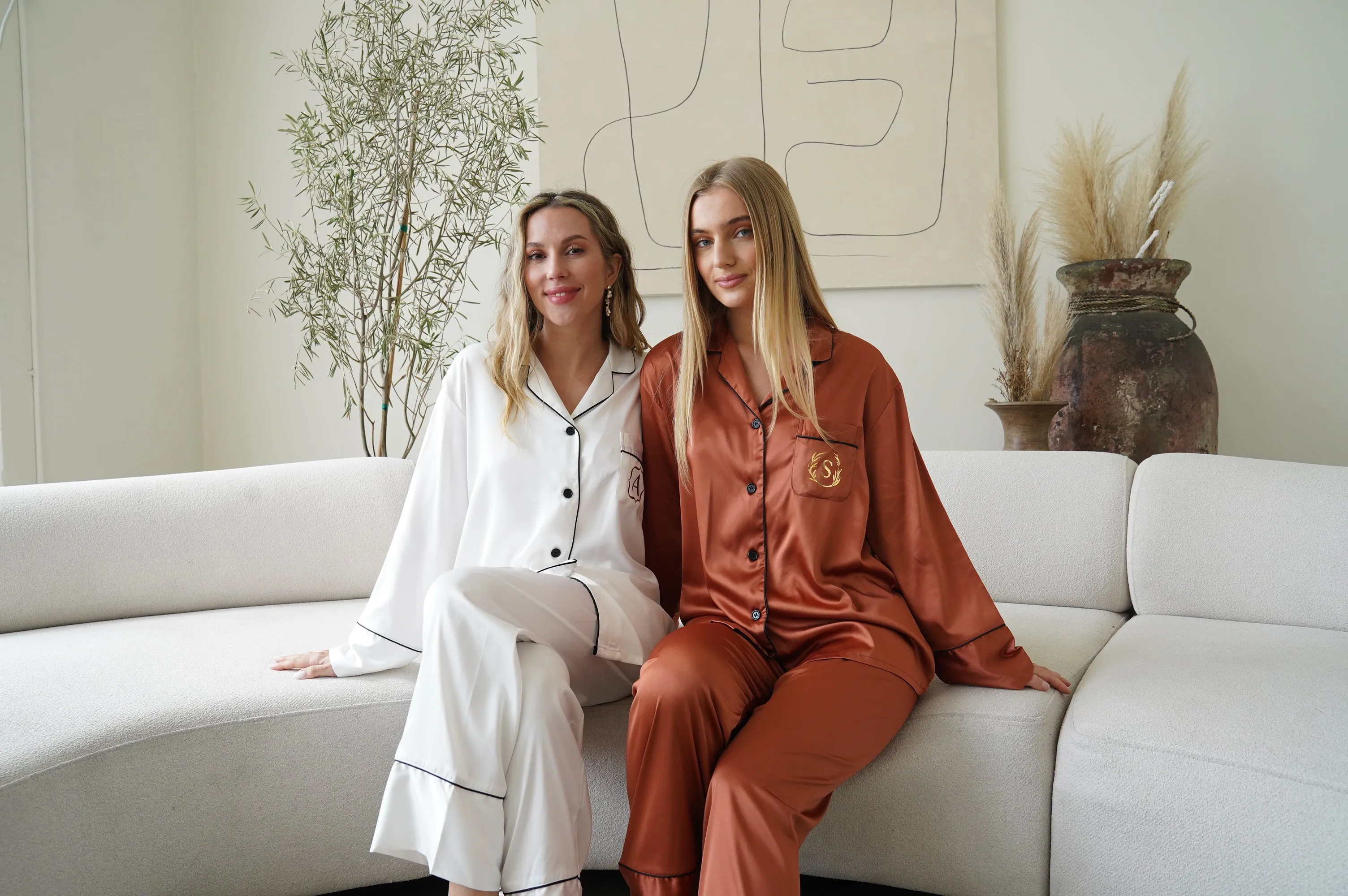 Bridesmaid Pajamas Long Sleeve with Back Text