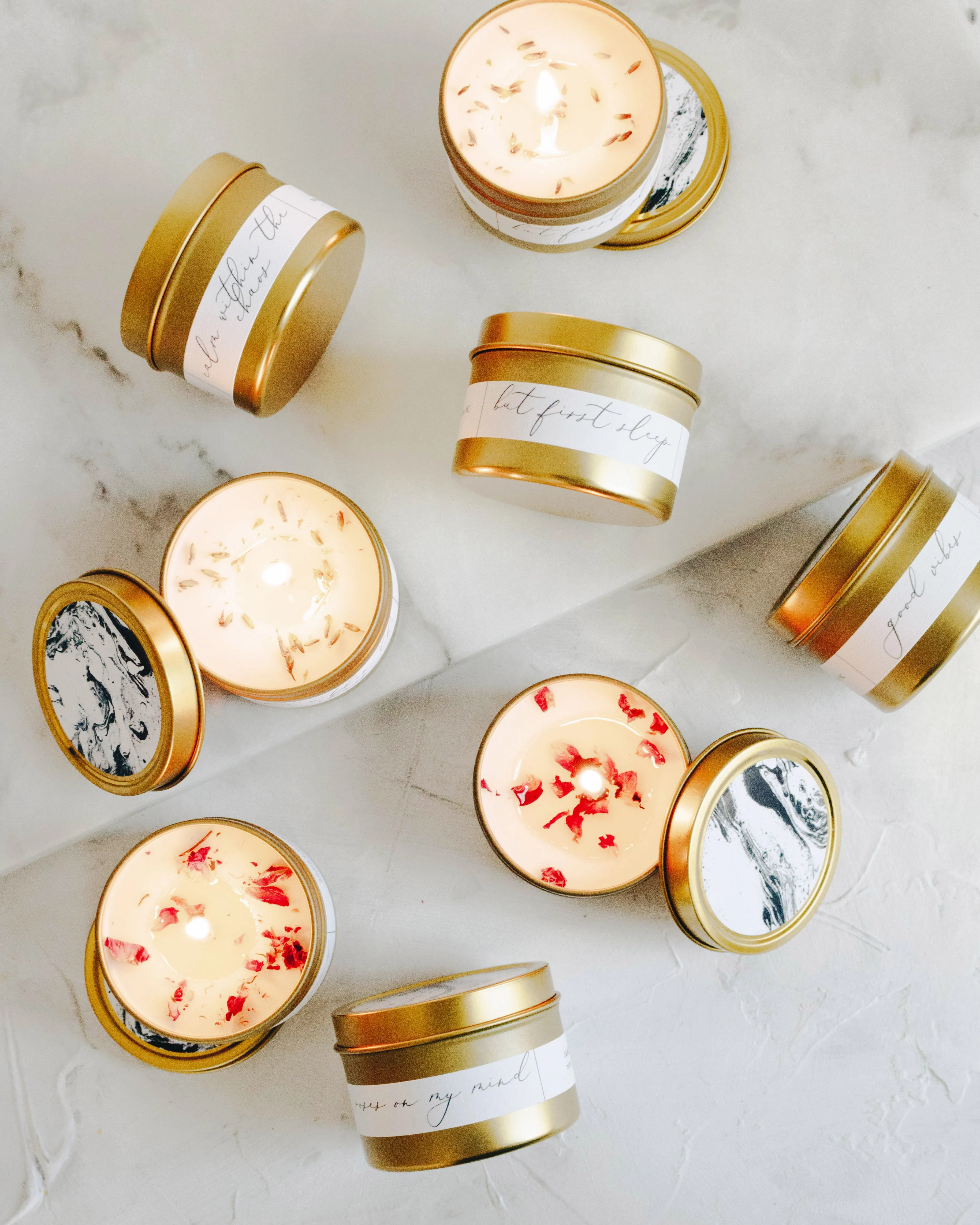 But First Sleep Coconut Soy Candle - Gold Travel Tin