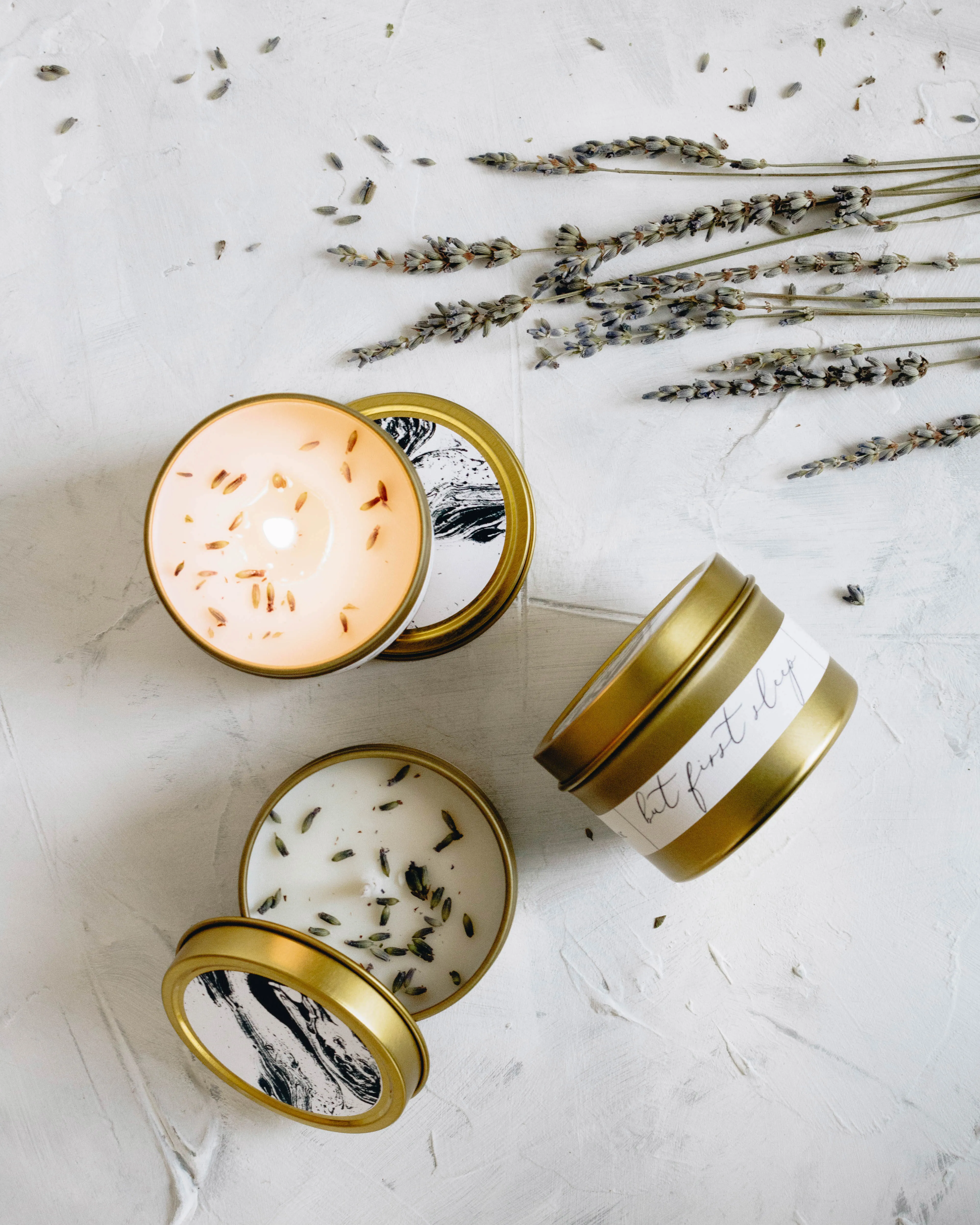 But First Sleep Coconut Soy Candle - Gold Travel Tin
