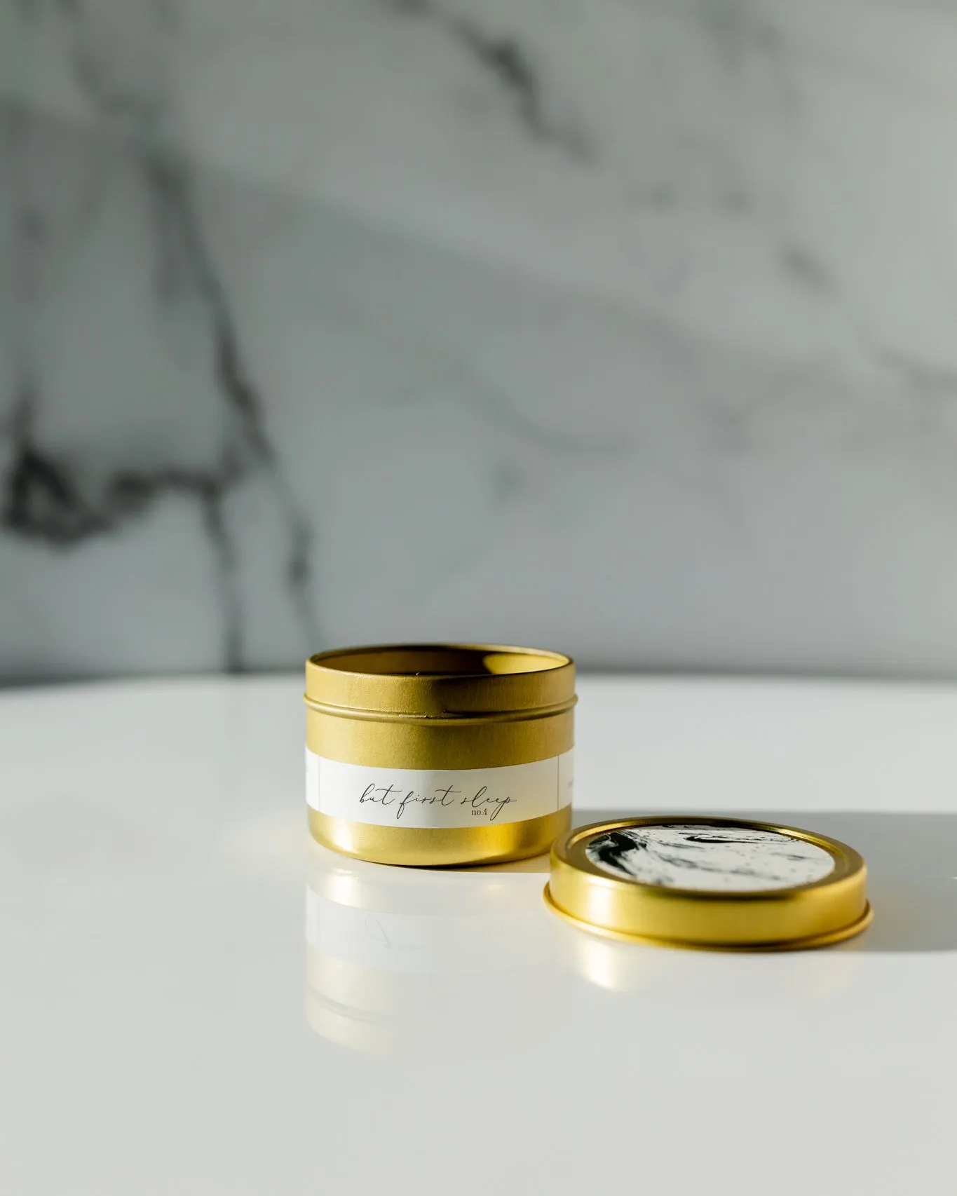 But First Sleep Coconut Soy Candle - Gold Travel Tin