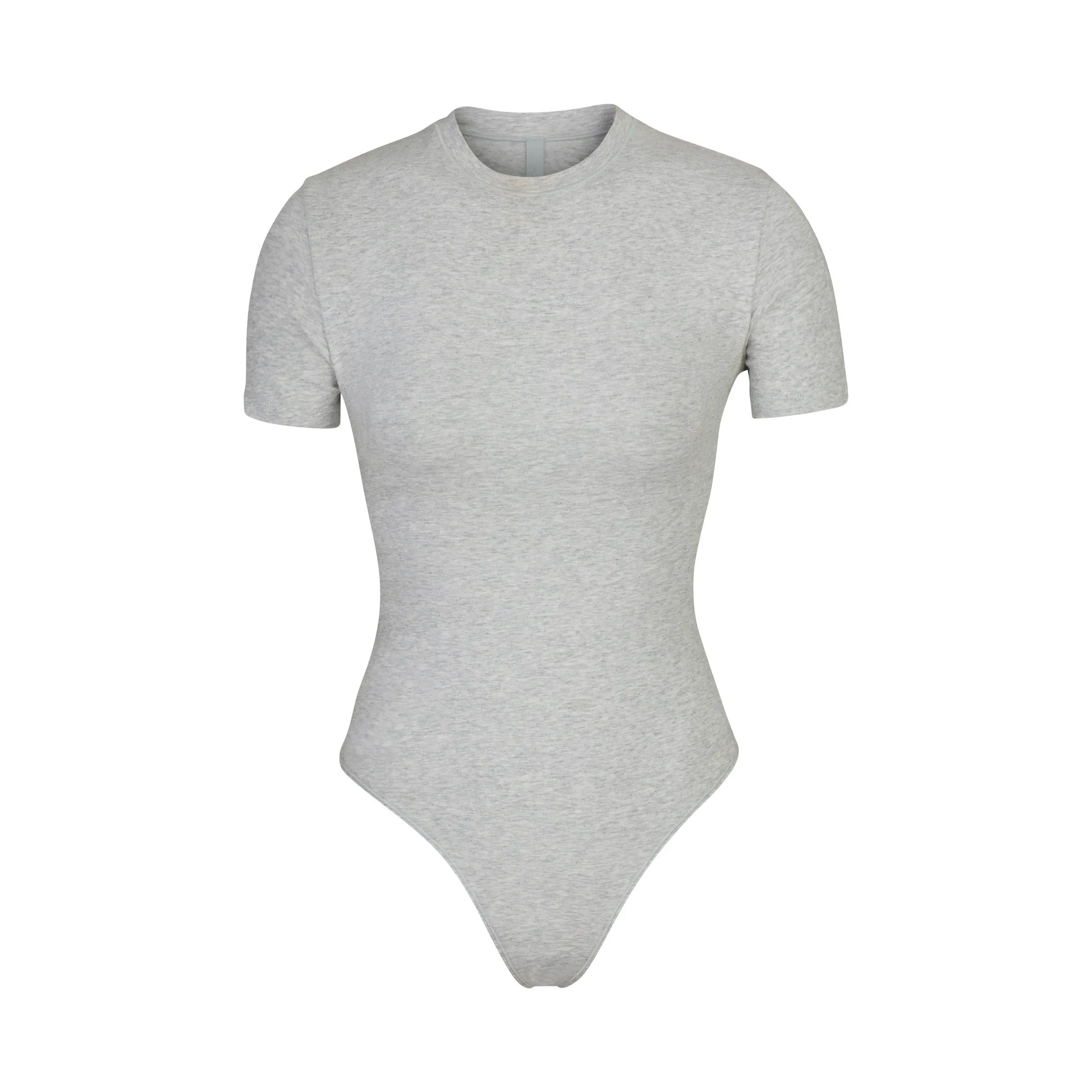 COTTON JERSEY T-SHIRT BODYSUIT | LIGHT HEATHER GREY