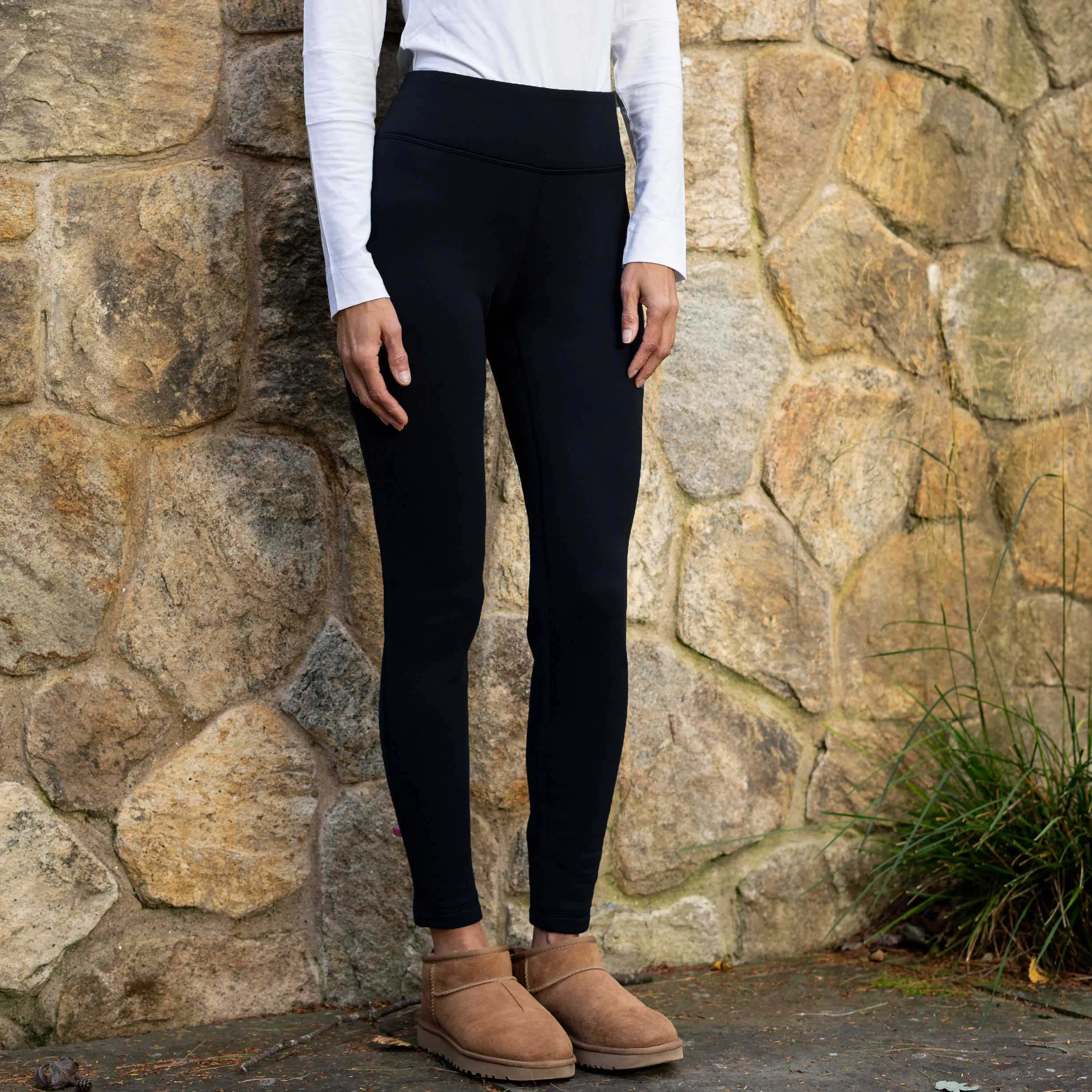 Dakini Women's fleece leggings wide waistband- Petite Length