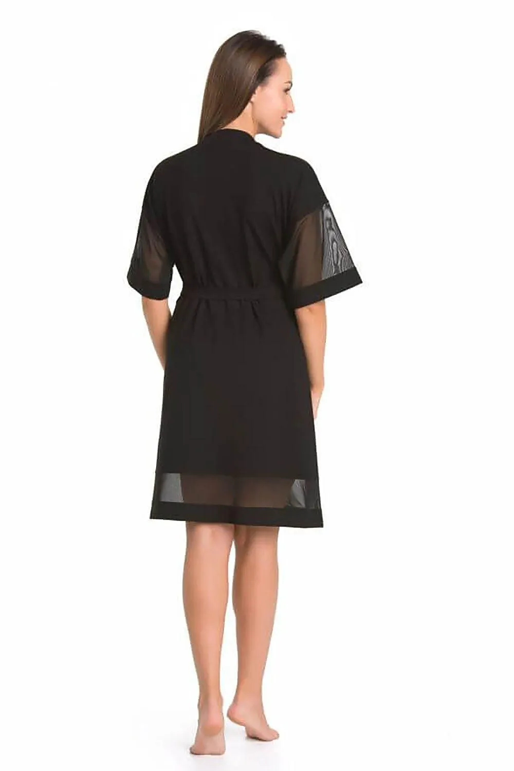 Elegant Black Sheer Sleeve Women's Robe