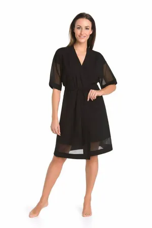 Elegant Black Sheer Sleeve Women's Robe