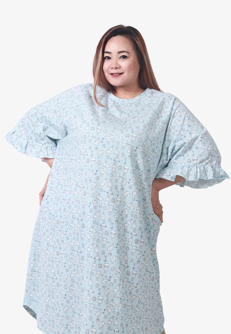 Fritzy Cute Frilly Short Sleep Dress - Pink Animals