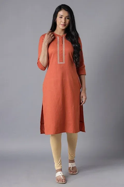 Gold Beige Knit Churidar Leggings For Women