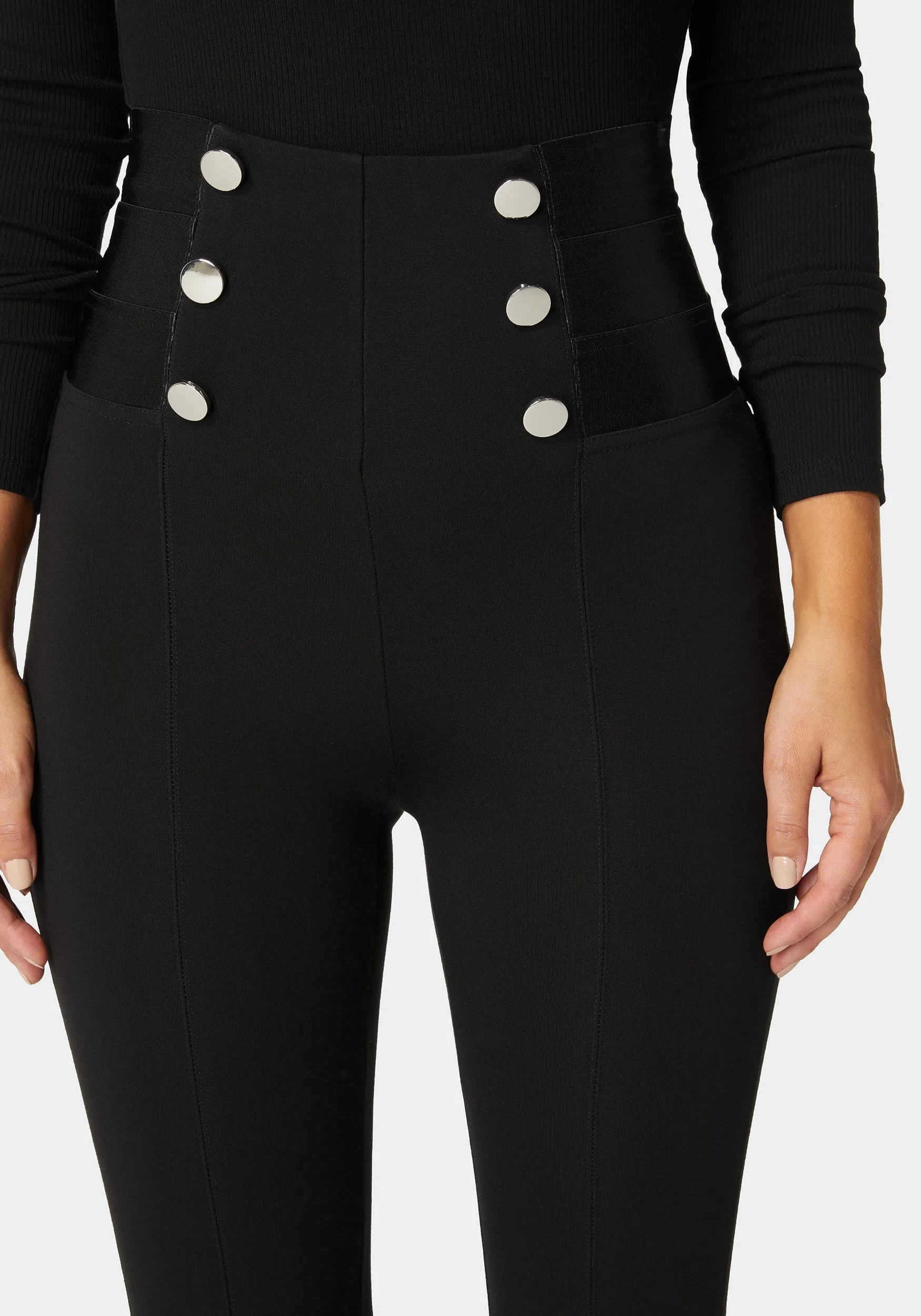 High Waist Elastic Waistband Knit Legging