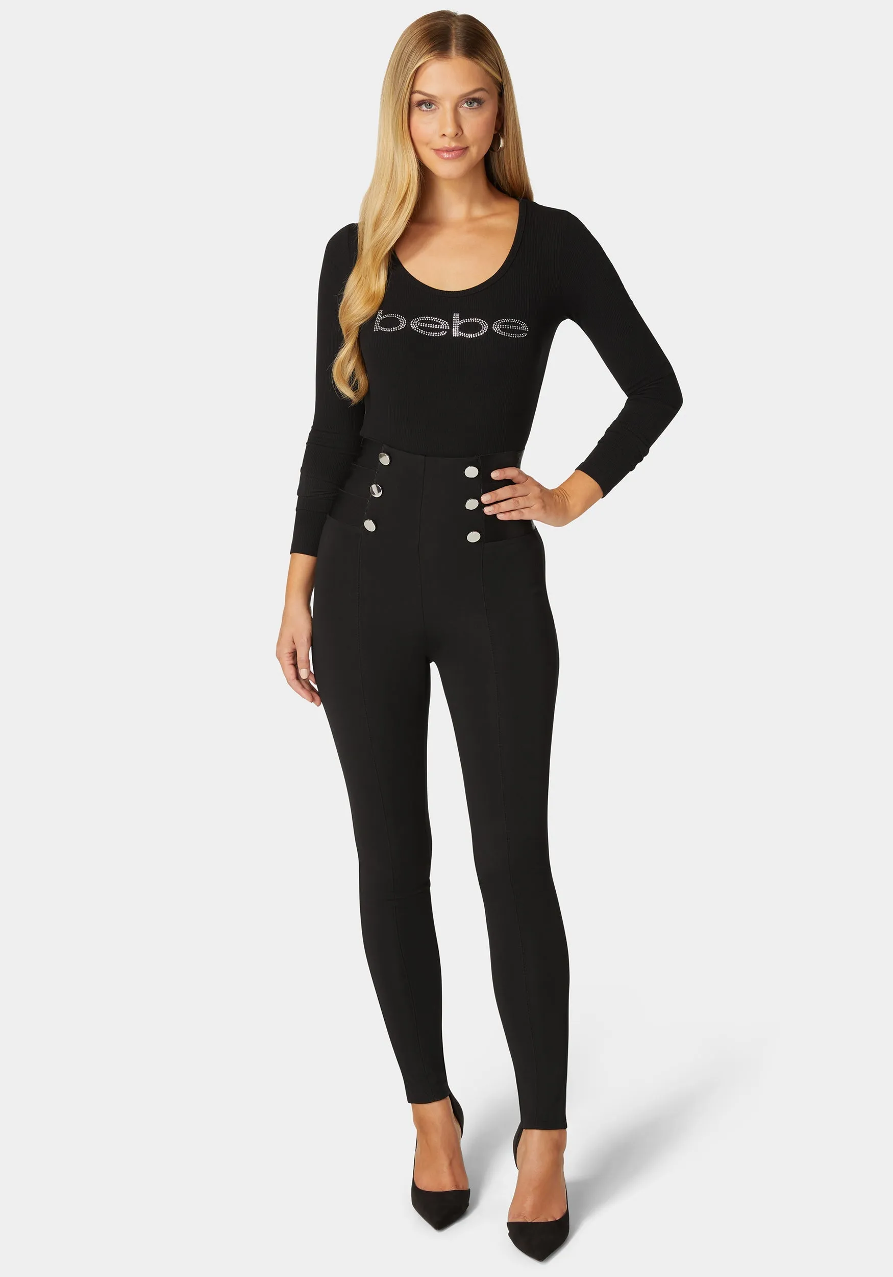 High Waist Elastic Waistband Knit Legging