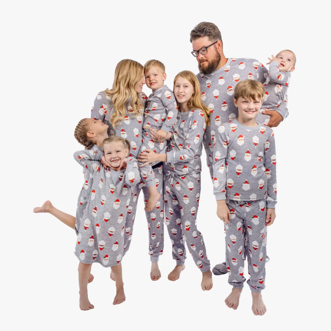 Kids’ Unisex Jogger Pajama Set - Gray Santa