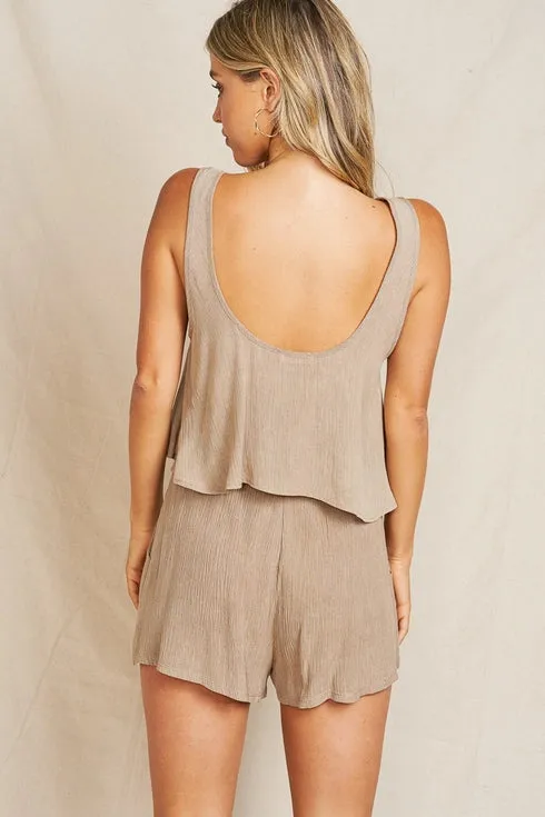 Maronie Lounge Top   Shorts Set | Tan