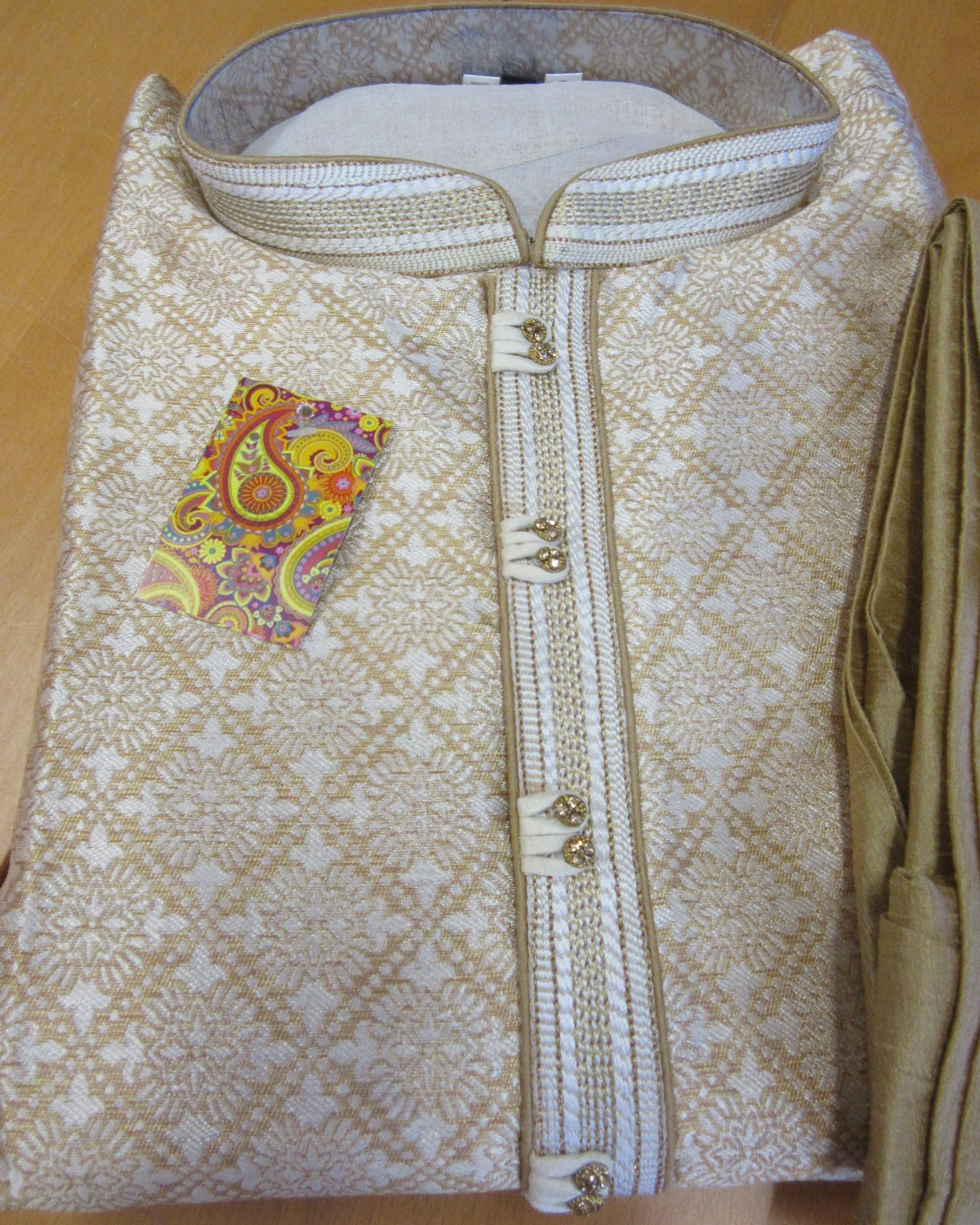 Men's 4581148 Ivory Brocade Kurta Pajama Sets Assorted Size