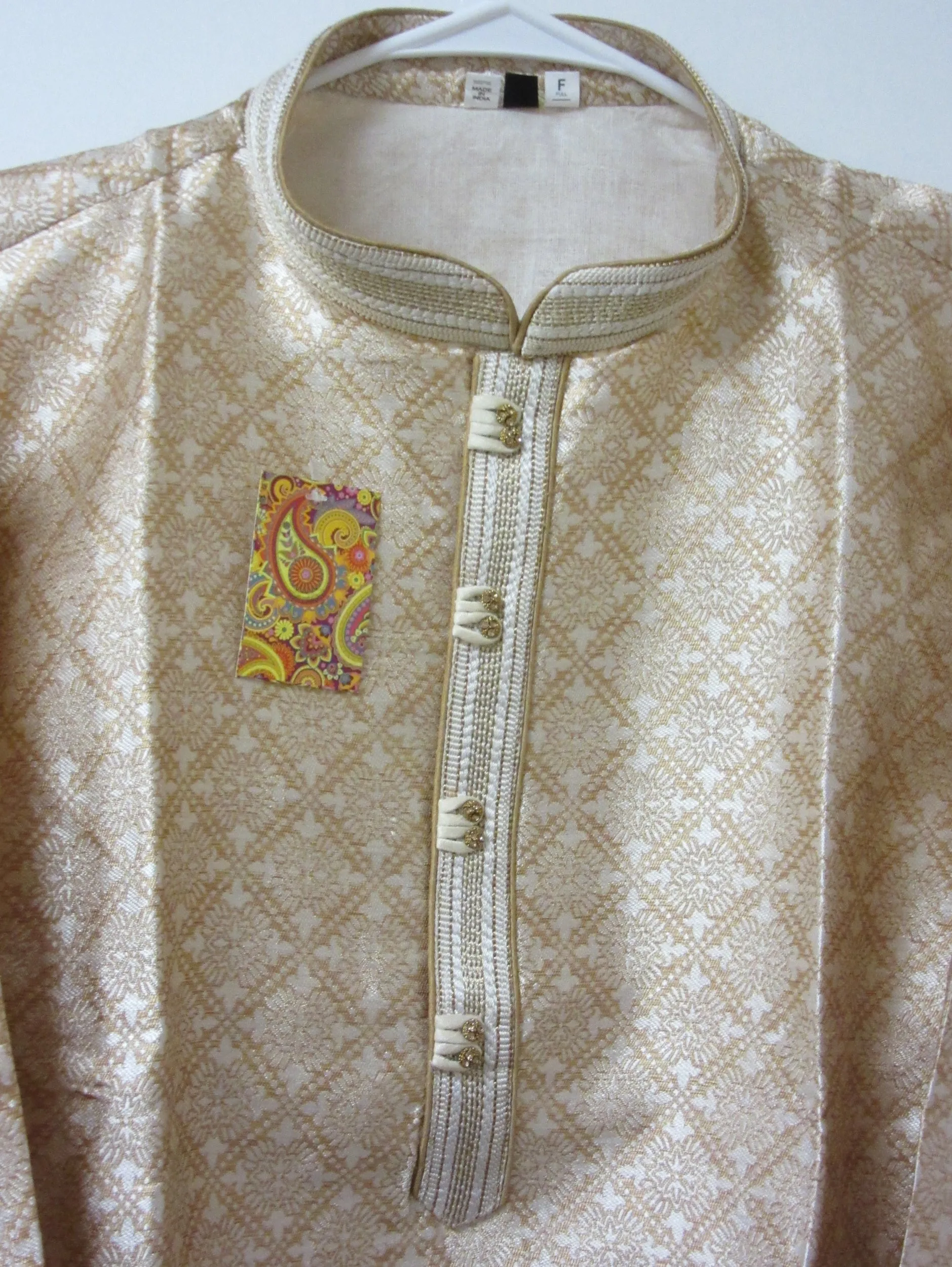 Men's 4581148 Ivory Brocade Kurta Pajama Sets Assorted Size