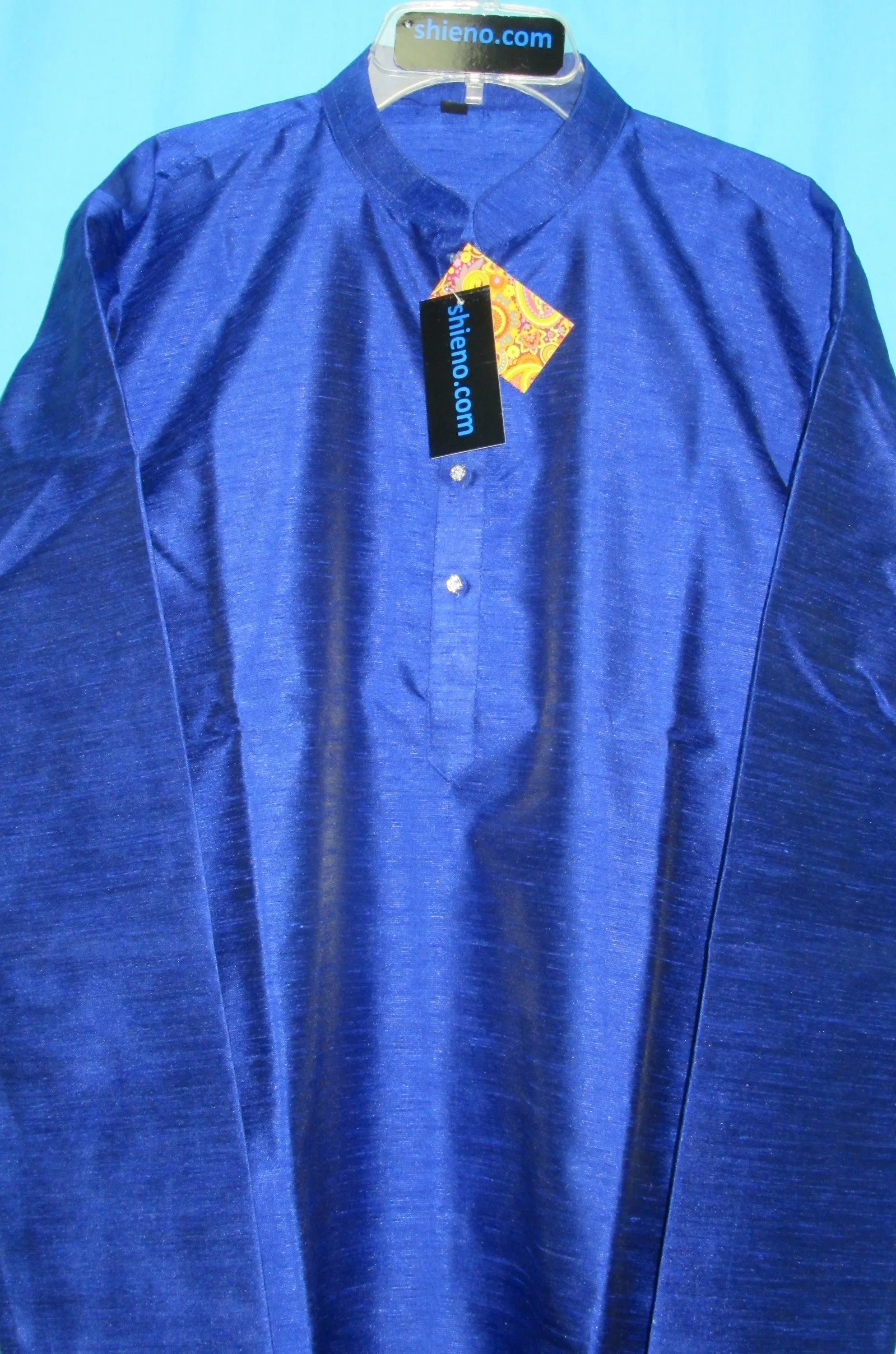 Men's 8019 Blue Tussar Kurta Pajama Shieno Sarees