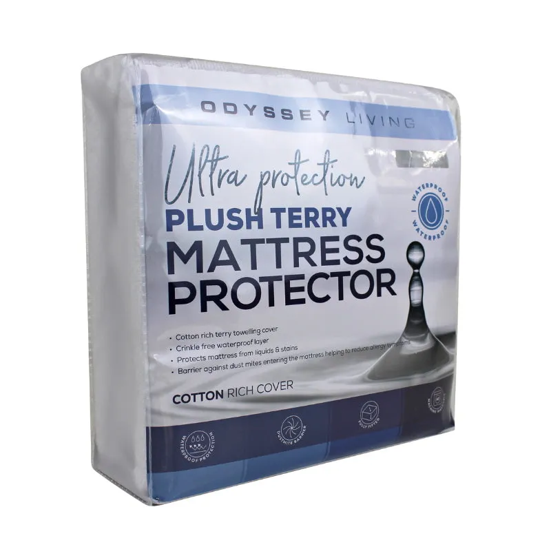 Odyssey Living Waterproof Plush Terry Mattress Protector