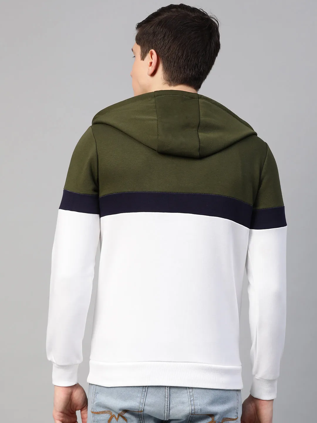 Olive Cotton Solid Hooded Sweatshirts- Underjeans By Spykar