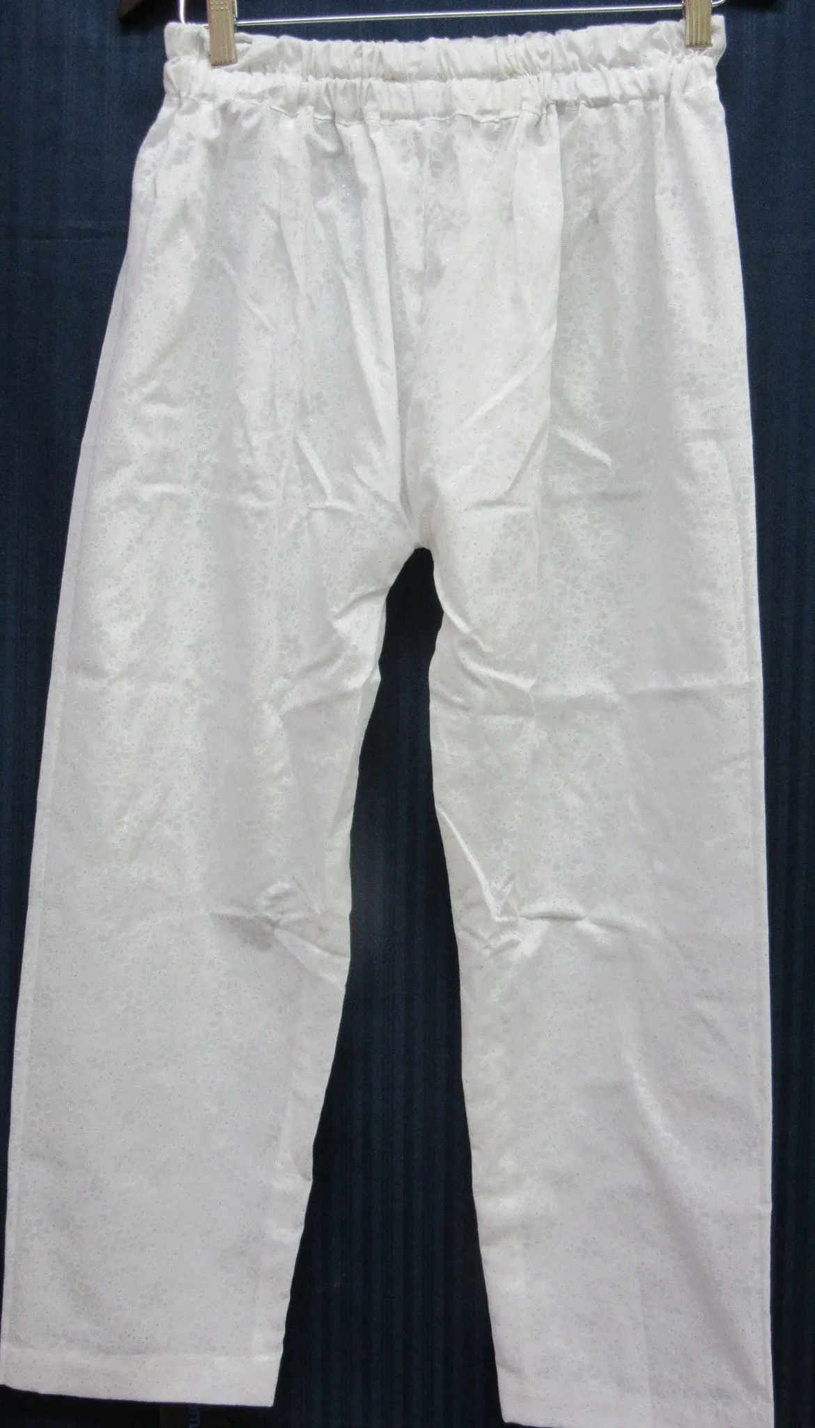 Palazo 2614 White Self Floral Shimmer Cotton L Sexy Women Pajama Pants