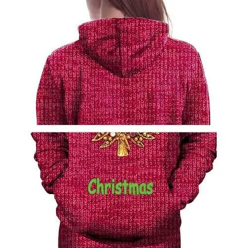 Plus Size Casual Women C Tree Hooded Sweatshirts