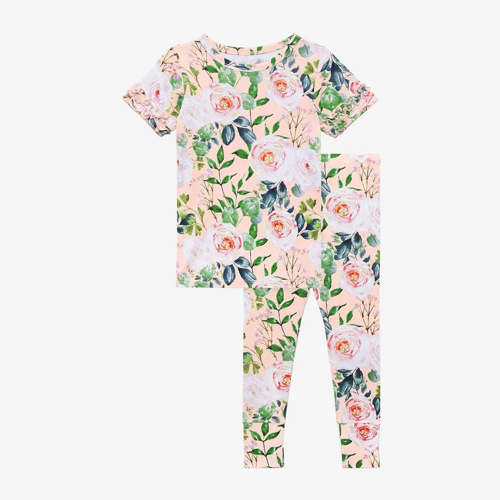 Posh Peanut | Basic Short Sleeve Micro Ruffled Shirt and Long Pants ~ Harper