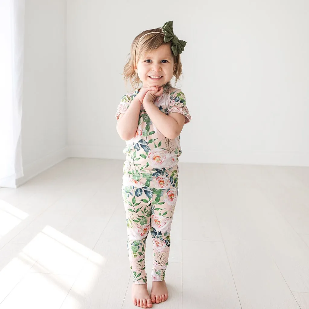 Posh Peanut | Basic Short Sleeve Micro Ruffled Shirt and Long Pants ~ Harper