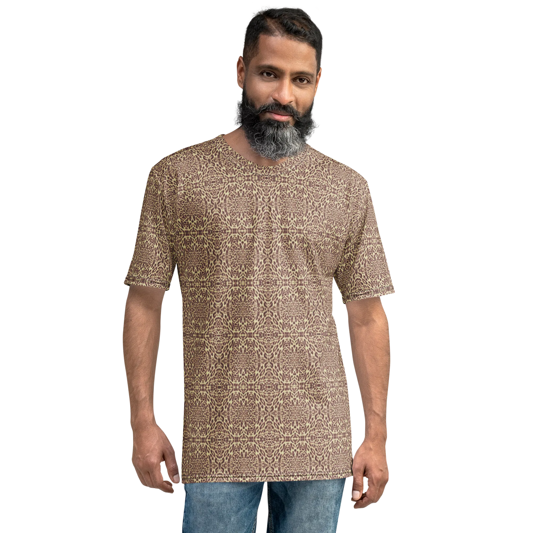 Recursia Contemplative Jaguar I Men's Crew Neck T-Shirt In Pink