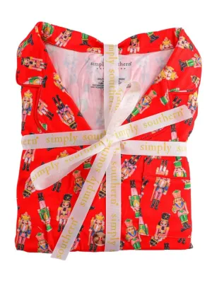 Simply Southerns Elegant Red Nutcracker-Themed Button-Up Pajama Set