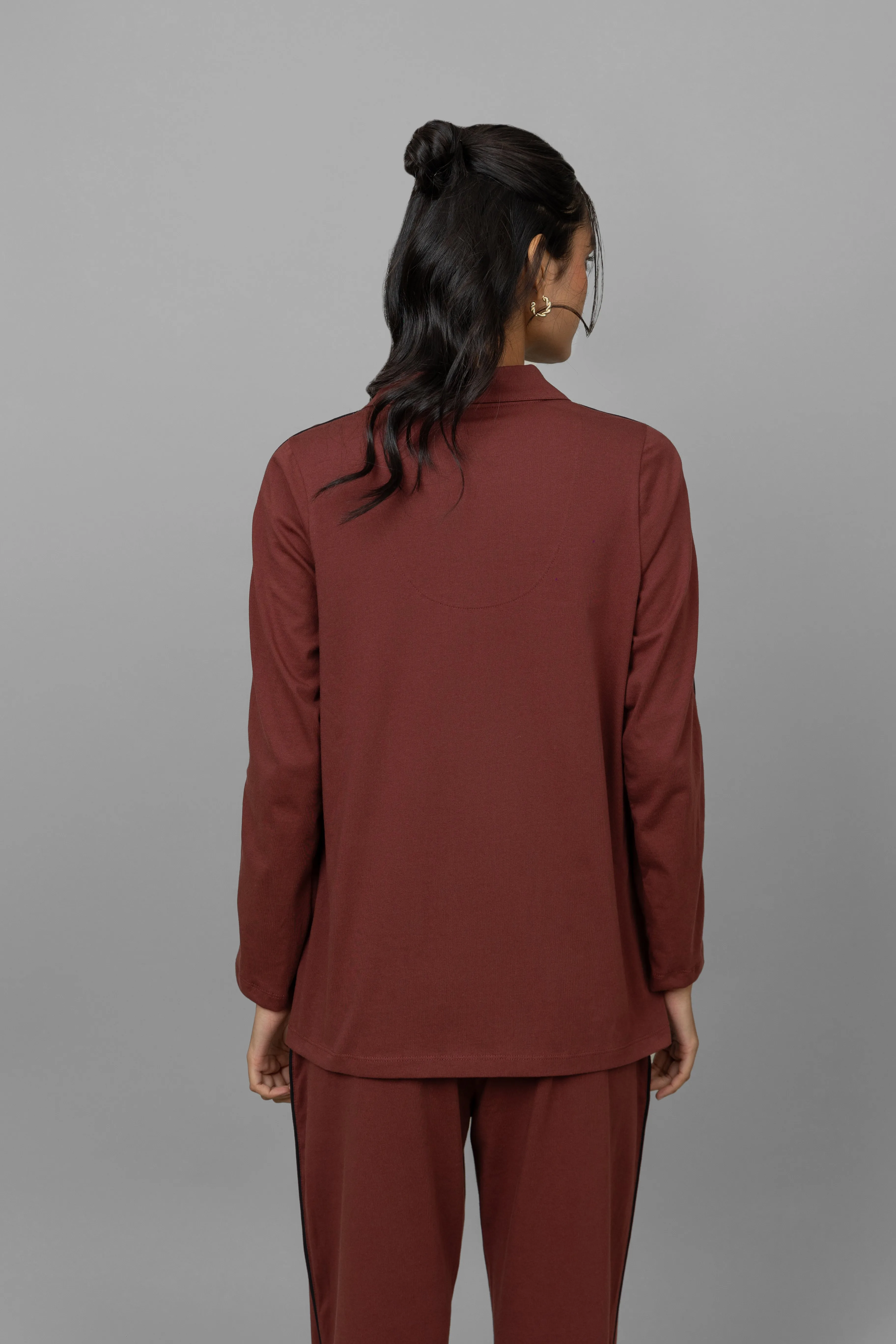 Ruby Button Down Piping Pajama Set