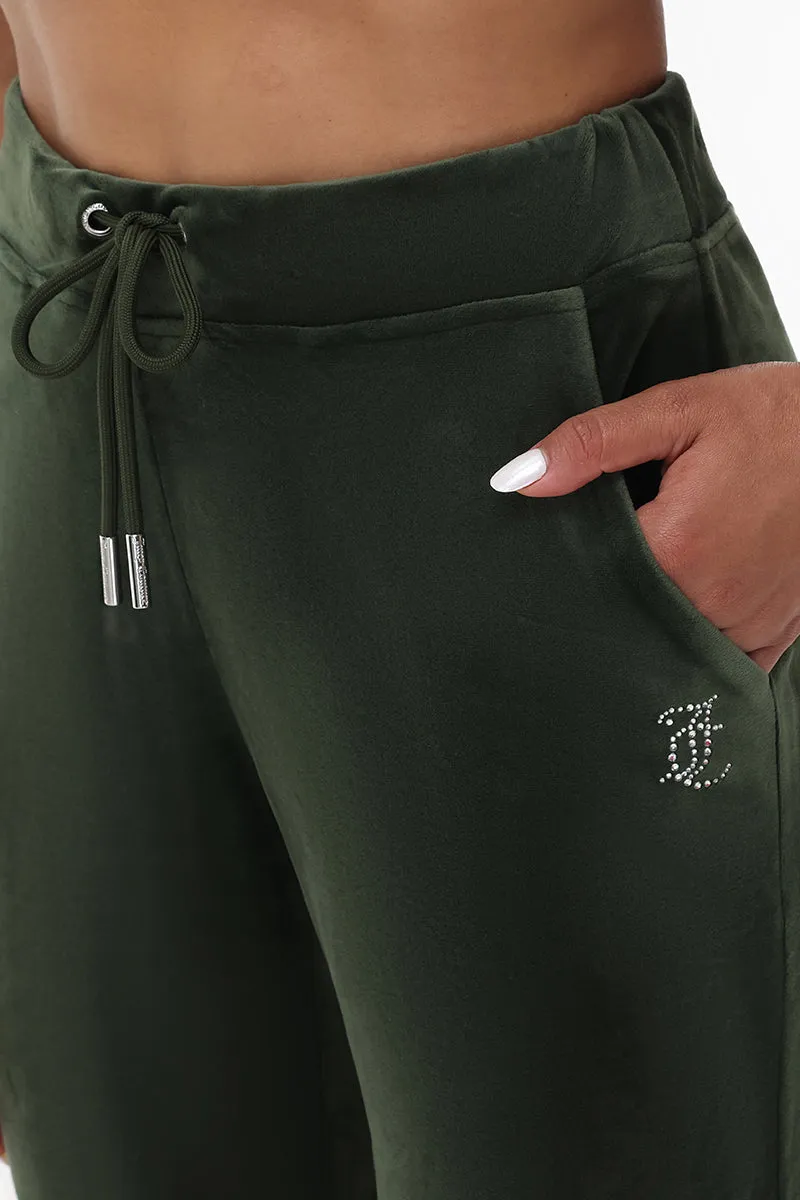 Small Bling Ruched Velour Jogger