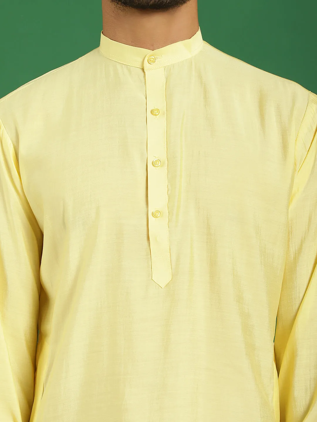 Solid Silk Blend Kurta With Churidar