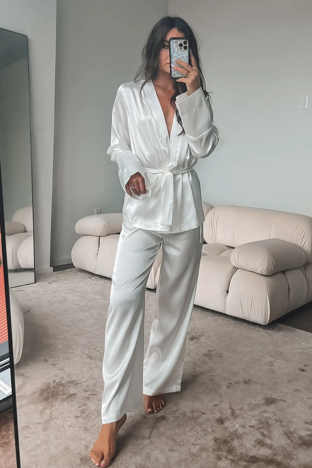 Something Special White Satin Robe Set