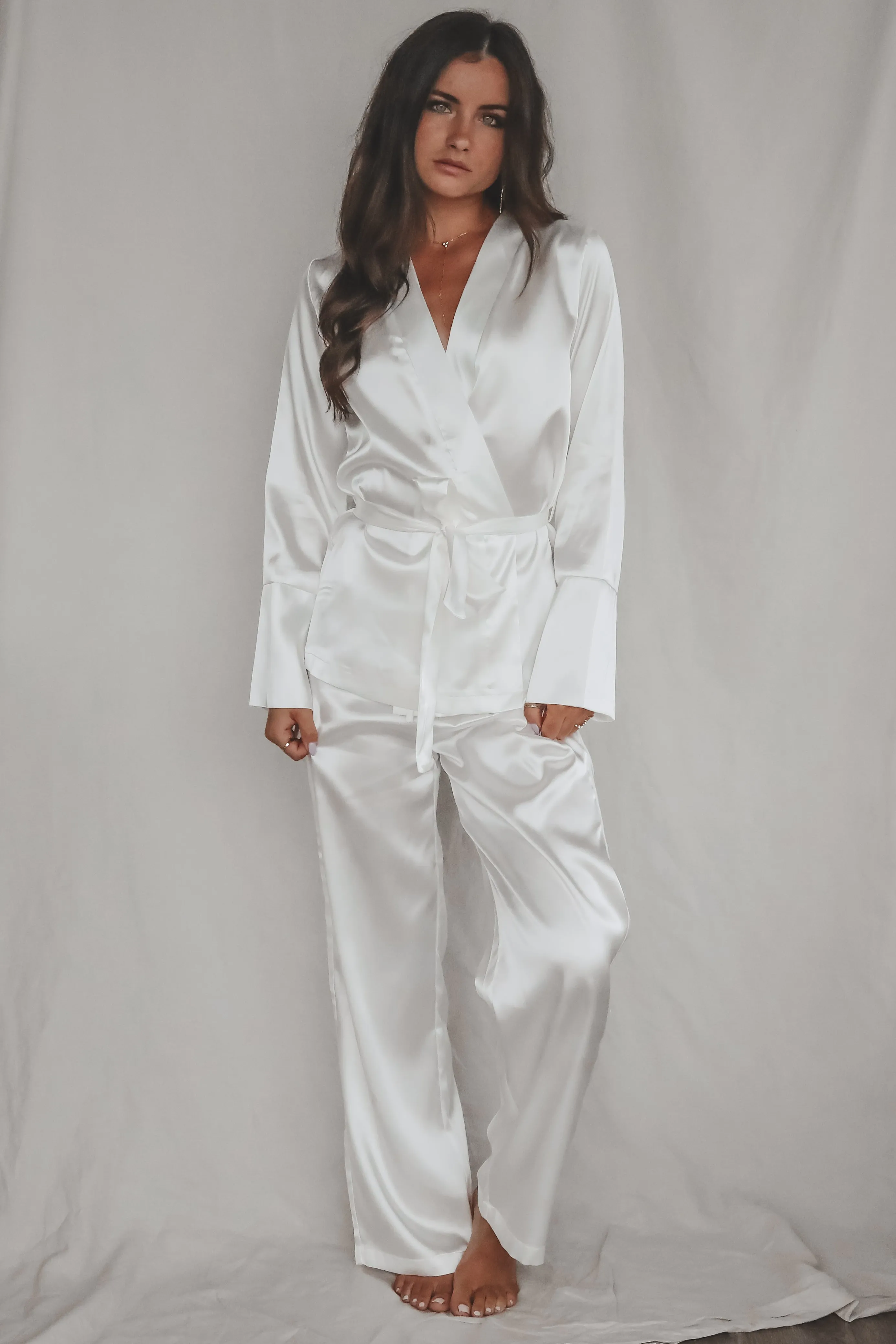 Something Special White Satin Robe Set