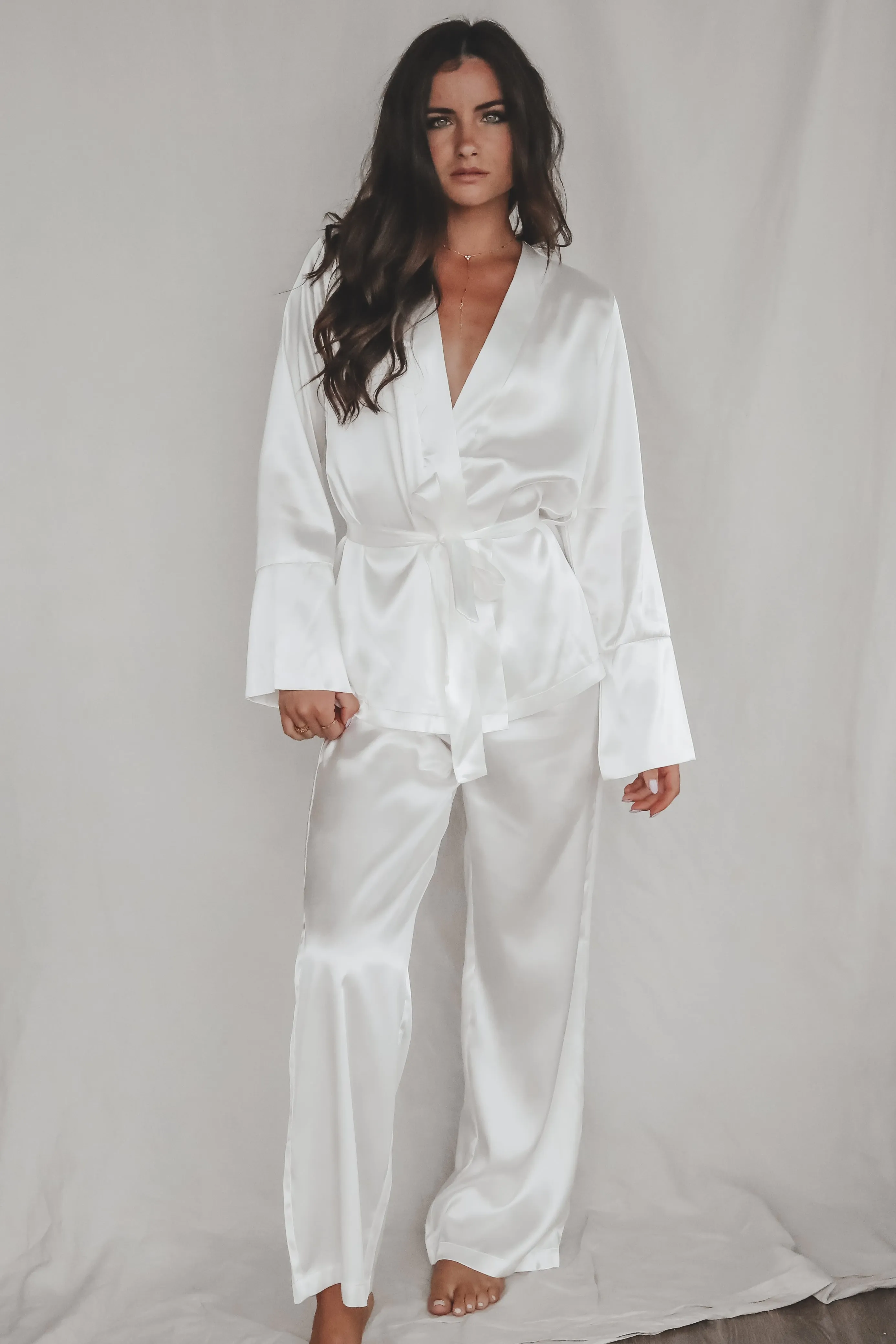 Something Special White Satin Robe Set