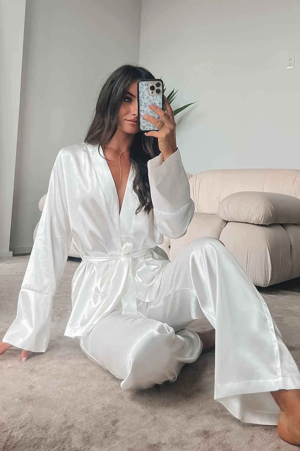 Something Special White Satin Robe Set