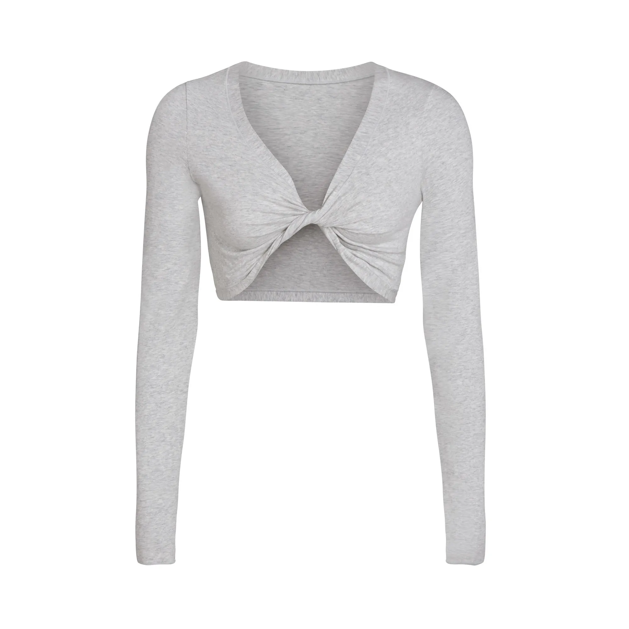 TWIST LONG SLEEVE TOP | LIGHT HEATHER GREY