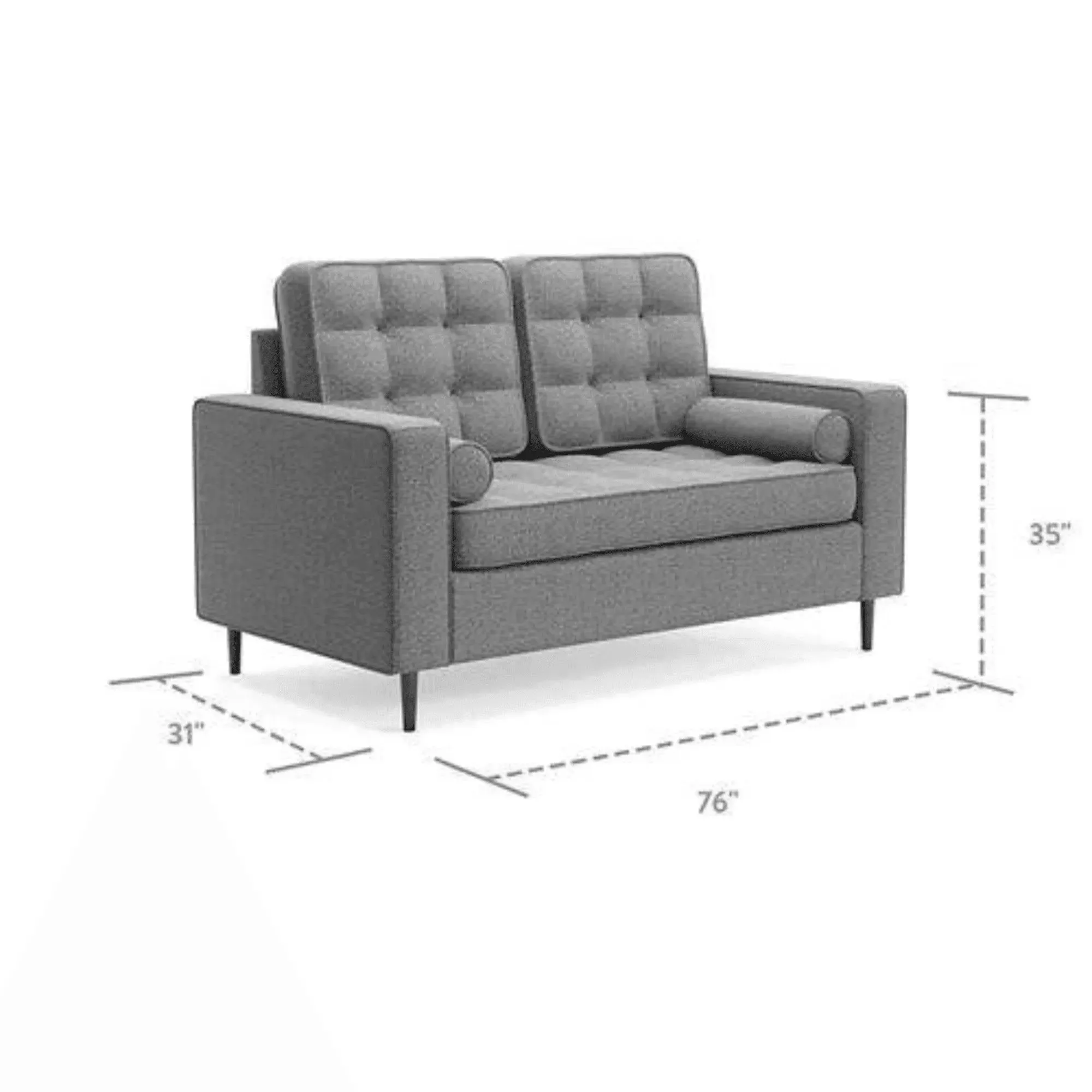 Wooden Twist Madera Square Arms and Tufting-Bolster Solid Wood & Leatherette Fabric 2-Seater Chaise Lounge With 2 Pillows